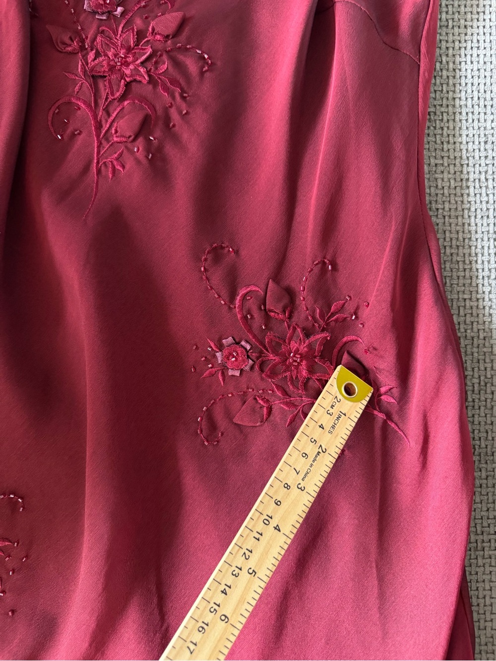 Adrianna Papell Evening Beaded Dress Floral Fairy Burgundy Y2K 12P Asymmetrical - Picture 10 of 12